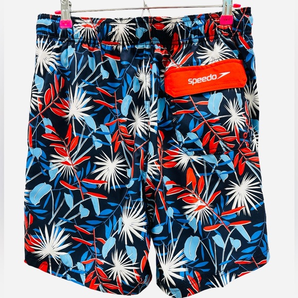 Speedo Men's Standard Swim Trunk Short Length Redondo Printed Blue/Red Size M - Picture 7 of 11